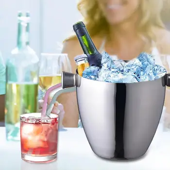 

Stainless Steel Ice Bucket With Tong Barware For Party Barbecues Picnics Bars