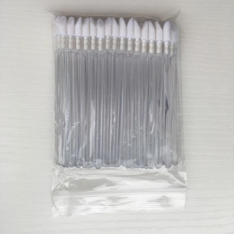 50pcs Clear Handle Disposable Lip Brush Wand Applicator Lip Gloss Lip