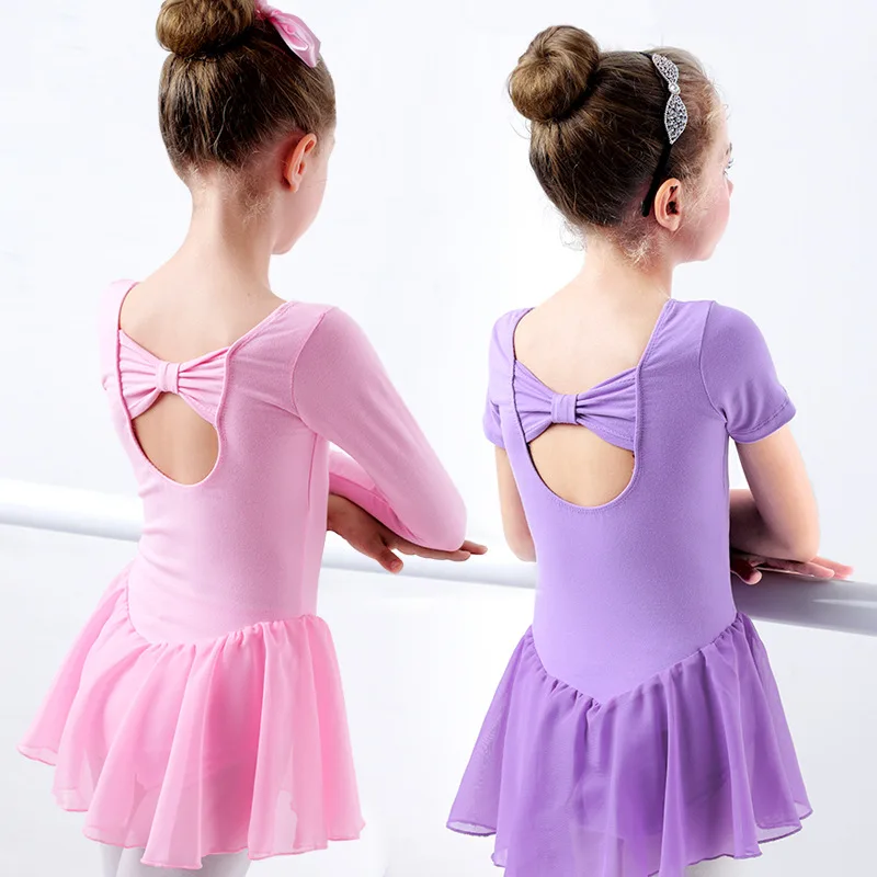 Vestido de Ballet para niña, leotardo de gimnasia de manga larga, Ropa de baile con faldas de gasa, disfraces de bailarina