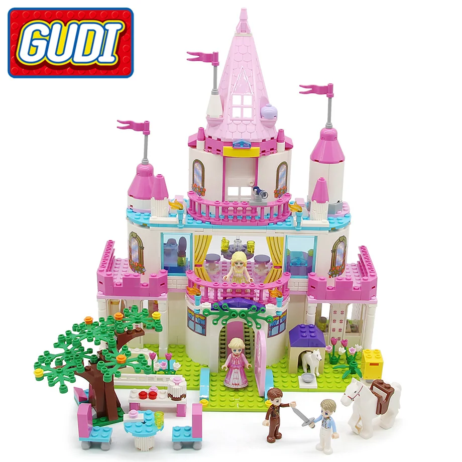 GUDI Alice Princess Sweet Castle Blocks 616pcs Bricks Model Building Set Educational Toys For Girls