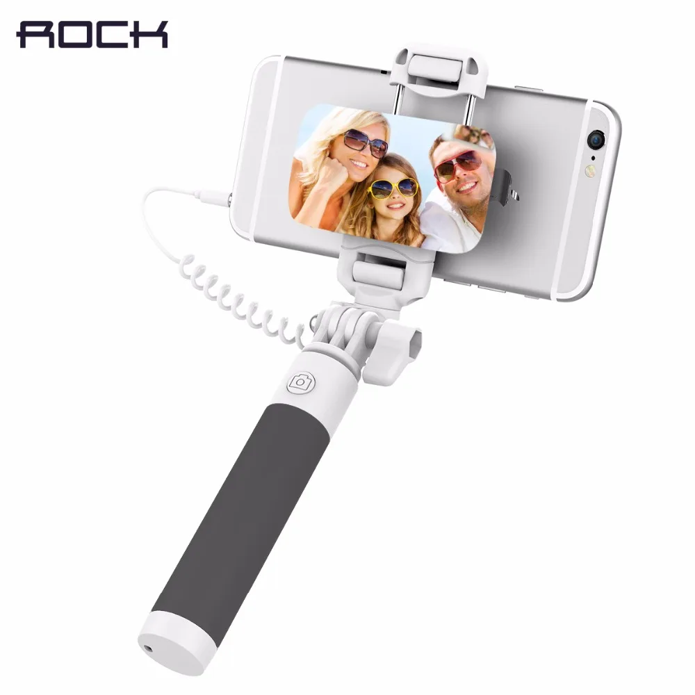 

ROCK Mini Wired Selfie Stick with 3.5mm Audio Cable Foldable Monopod Extendable Handheld Shutter for iphone 6 IOS Android