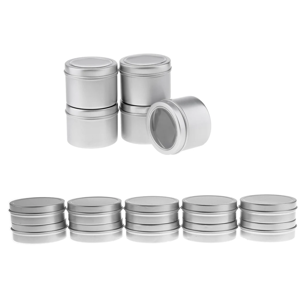 15x 60ml Round Aluminum Cream Empty Lip Balm Candles Containers Jars Tin Lid
