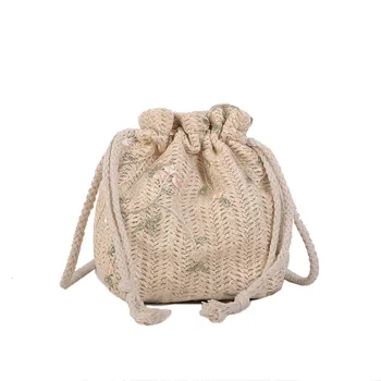

Women Joker Crossbody Fashion One Shoulder Drawstring Dumplings NEW ladies Beach hand bags summer rattan bag rieten tas NEW