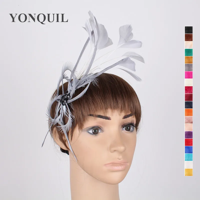 Multiple Colors Feather Party Fascinator Hats With Hair Combs Elegant