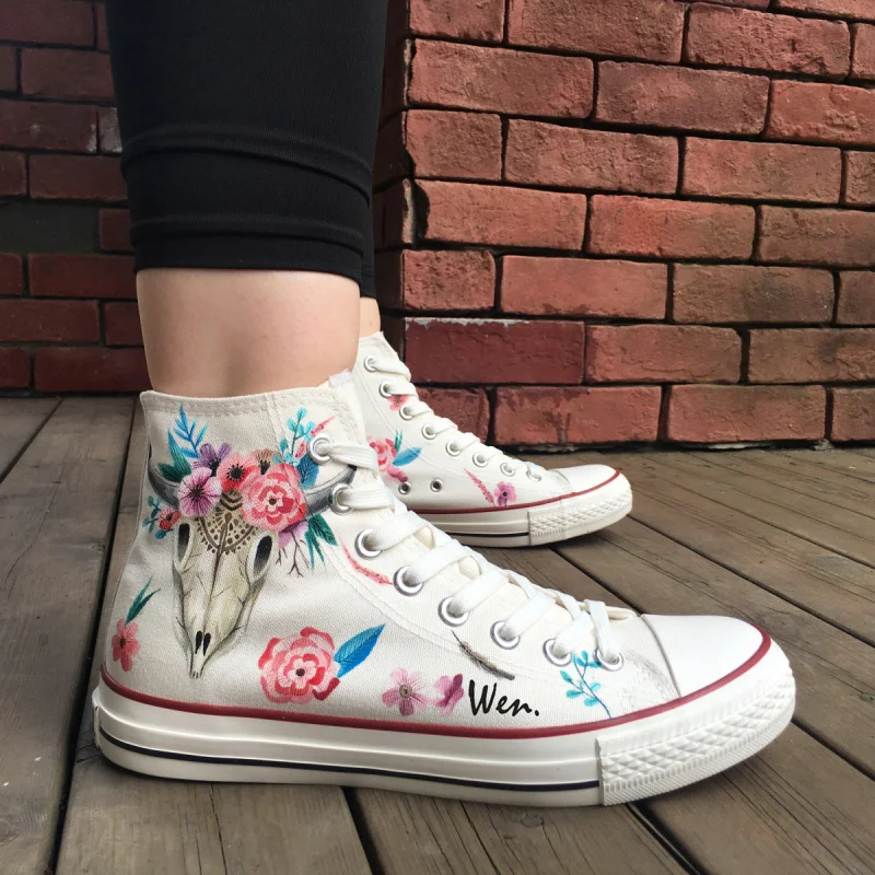 Wen Original Hand Painted Shoes Indian Cattle Bone Totem