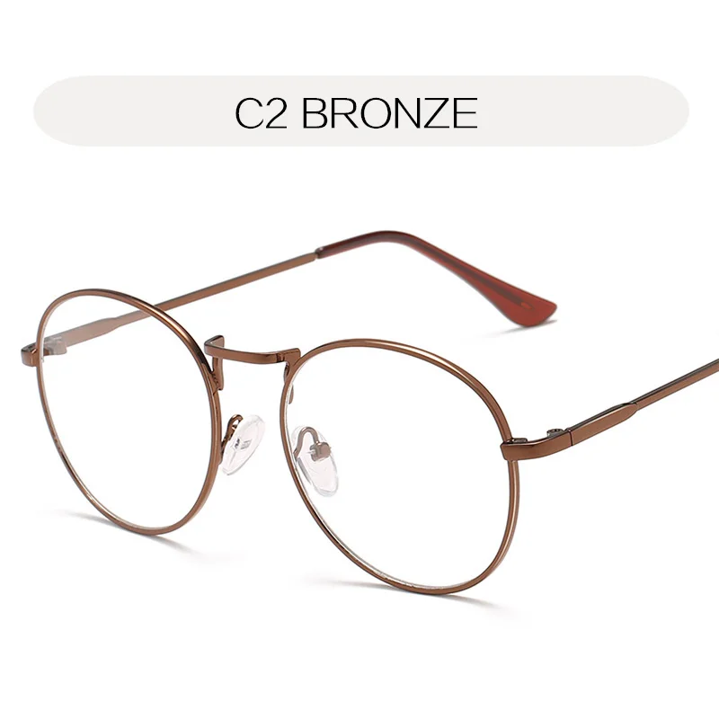 YOOSKE круглые прозрачные очки, оправа для женщин, винтажные прозрачные оптические оправы для очков, золотые металлические круглые классические женские очки - Цвет оправы: Bronze