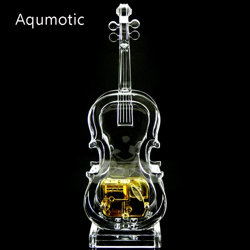 

Aqumotic Violin Music Box Ornaments Wholesale Cute Acrylic Music Box Birthday Gift Violin Crafts Home Decoration 24cm