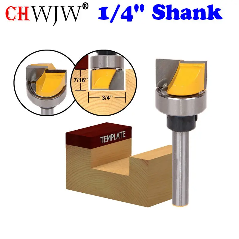 

Hinge Mortise/Template Router Bit - 3/4"W X 7/16"H - 1/4" Shank Yonico 14170q