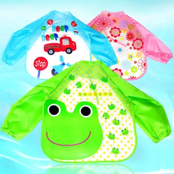 

Baby bibs with sleeve waterproof cartoon printed cosas de bebe for feeding quick wash bibs EVA Burp cloth baby stuff accessories