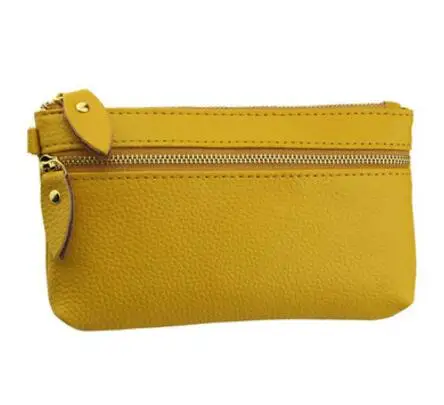 Модные женские длинные кошельки из натуральной кожи на молнии, клатч, портмоне, Дамский держатель для карт, кошелек, сумочка, клатчи - Цвет: Цвет: желтый