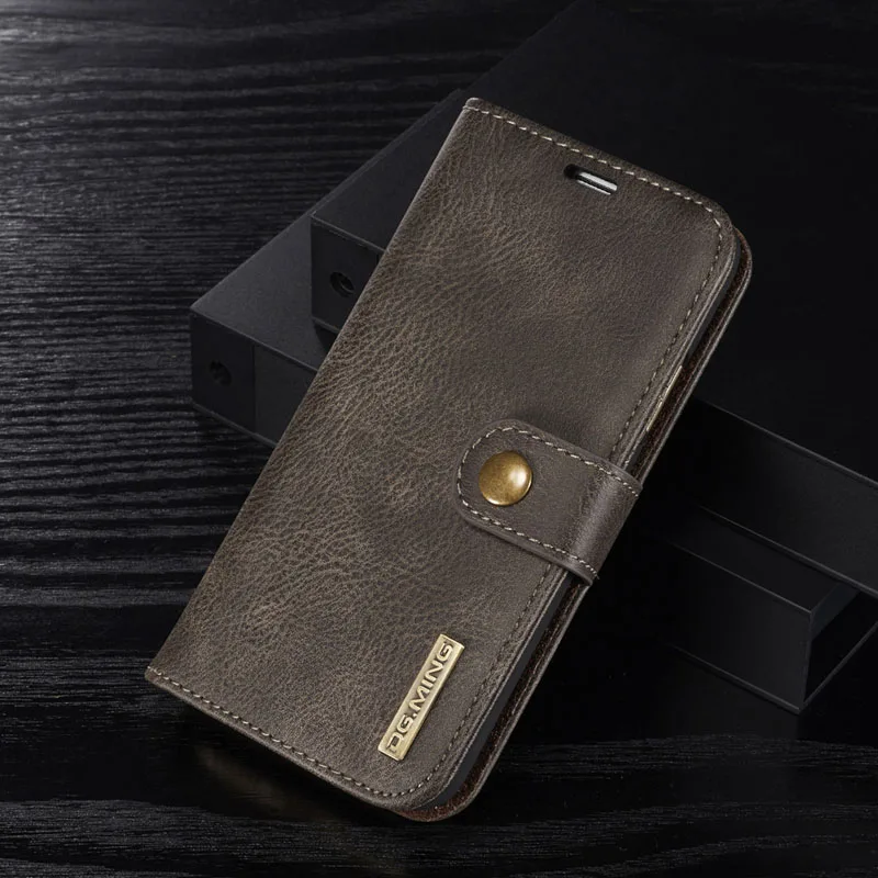 DG Ming флип-чехол, роскошный чехол-кошелек из натуральной кожи для Iphone 8/X, Магнитный чехол 2 в 1, Coque Fundas - Цвет: Glay