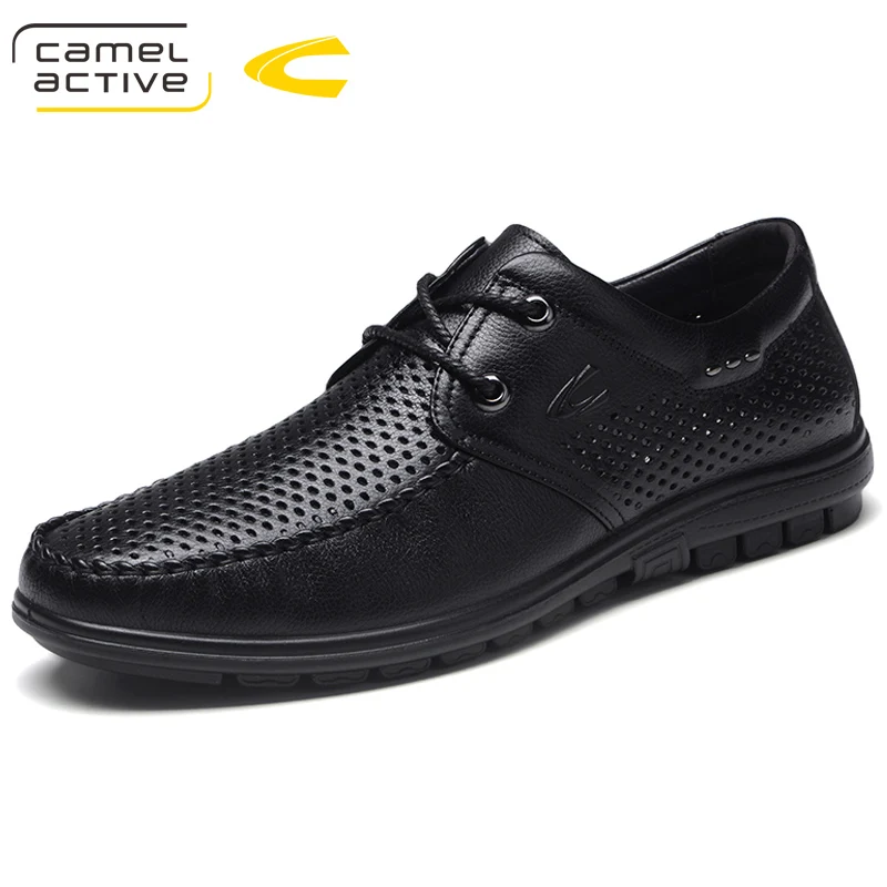 

Camel Active New Genuine Leather Mens Moccasin Shoes Hollow out Men Flats Breathable Casual Loafers Comfortable Driving Shoes