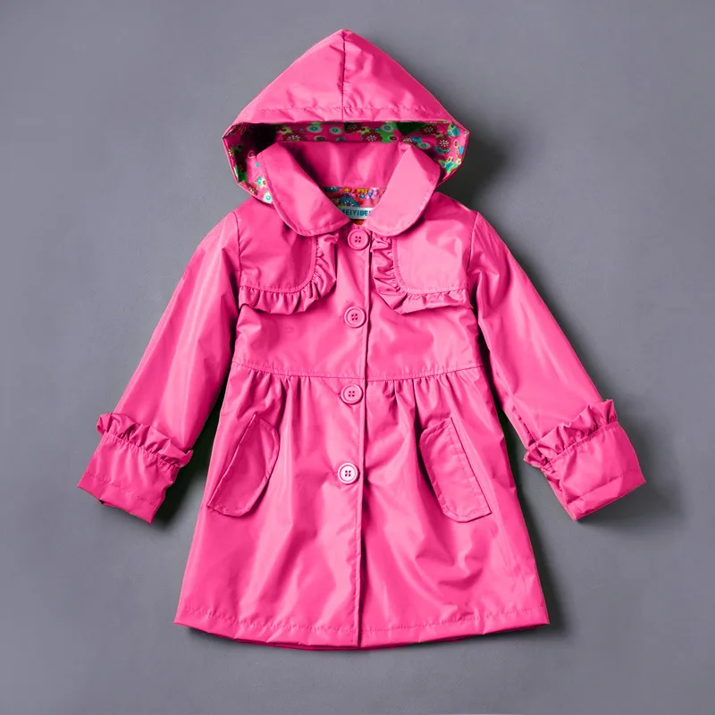 Детская верхняя одежда пальто с капюшоном для девочек весенне-осенний Детский кардиган разноцветный плащ манто fille для детей от 2 до 7 лет, ветровка
