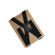 3,5 см ширина х спина сплошной черный мужской фиксатор 4 зажима кожаные подтяжки прочные застежки повседневные подтяжки для брюк ремень подарок для папы