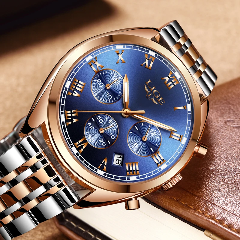 

2018 LIGE brand men's quartz watch men's waterproof fashion casual watch men's stainless steel watch Relogio Masculino