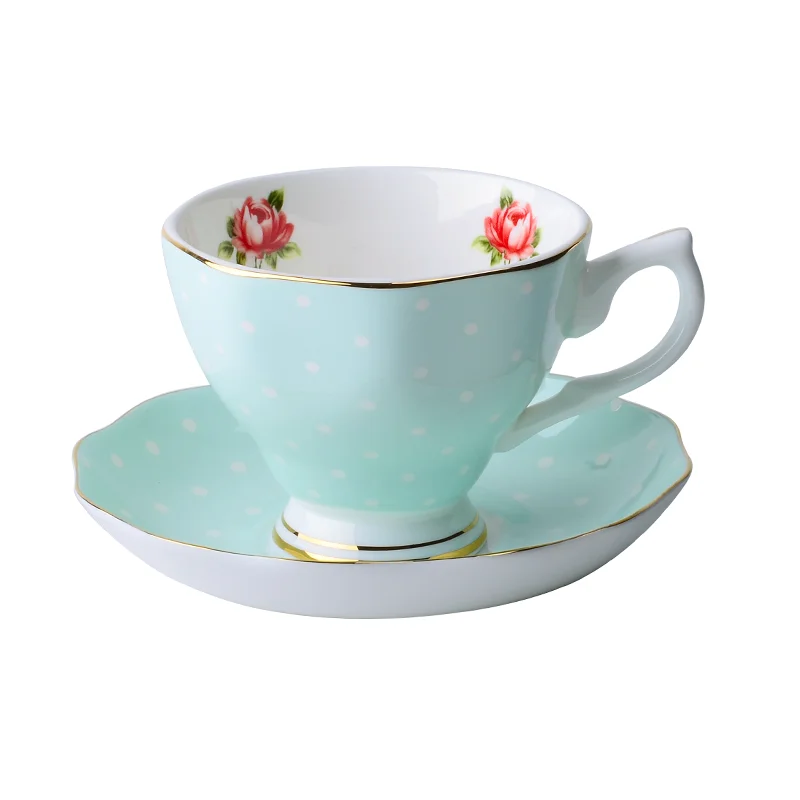 170 мл романтический цветочный керамический костяной фарфор кофейная чашка и блюдце набор воды молоко кружка британский черный чай посуда для напитков кафе чашка для латте - Цвет: G