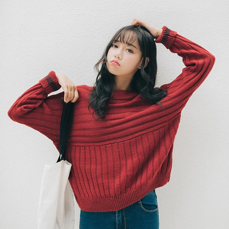 Women's Casual Sweaters Japanese Kawaii Korean Ulzzang loose solid