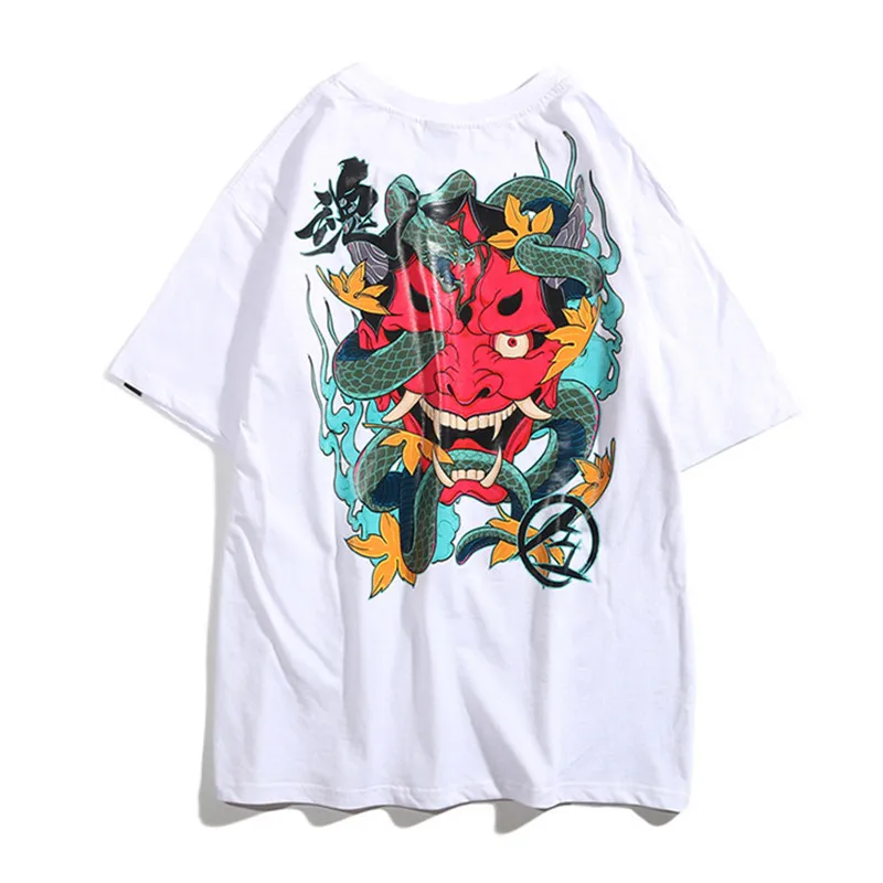 

Short Sleeved T-Shirt Top 2019 Summer New Japanese Original Trend Hip-Hop Loose Personality Printing Fashion Men T Shirt