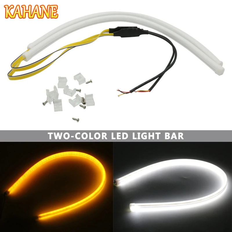 

KAHANE 2x 45cm LED Flow Daytime Running Light DRL Flexible Soft Flowing Turn Signal Light Strip FOR Hyundai Tucson Solaris Creta