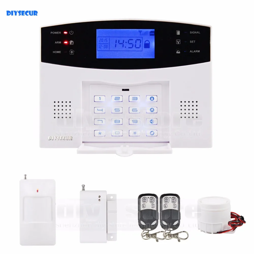 DIYSECUR Quality 433MHz Wireless Wired GSM SMS TEXT Dial Security Alarm System Auto Dial Defense Zone