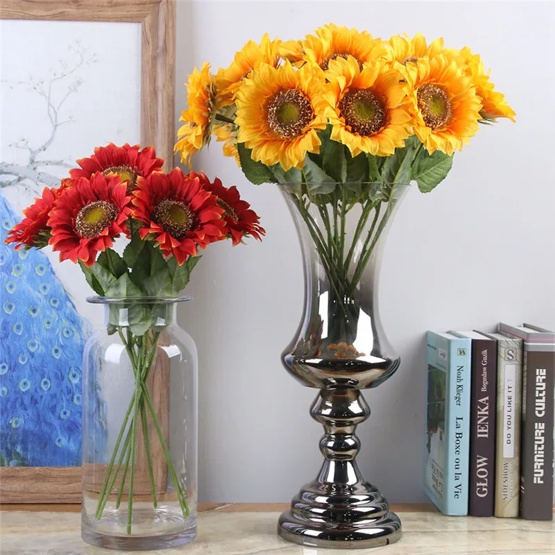 

10pcs/set Artificial Sunflower Artificial Flower Silk Flower Fake Plant For Wedding Home Party Decoration