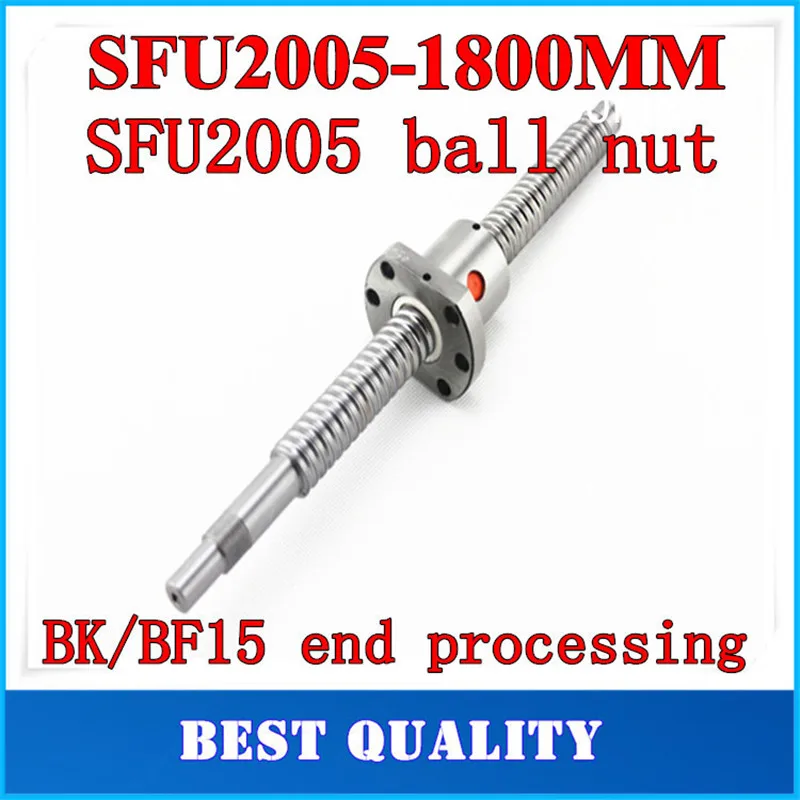 

20mm 2005 Ball Screw Rolled C7 ballscrew SFU2005 1800mm BK15 BF15 end processing one 2005 flange single ball nut for CNC parts