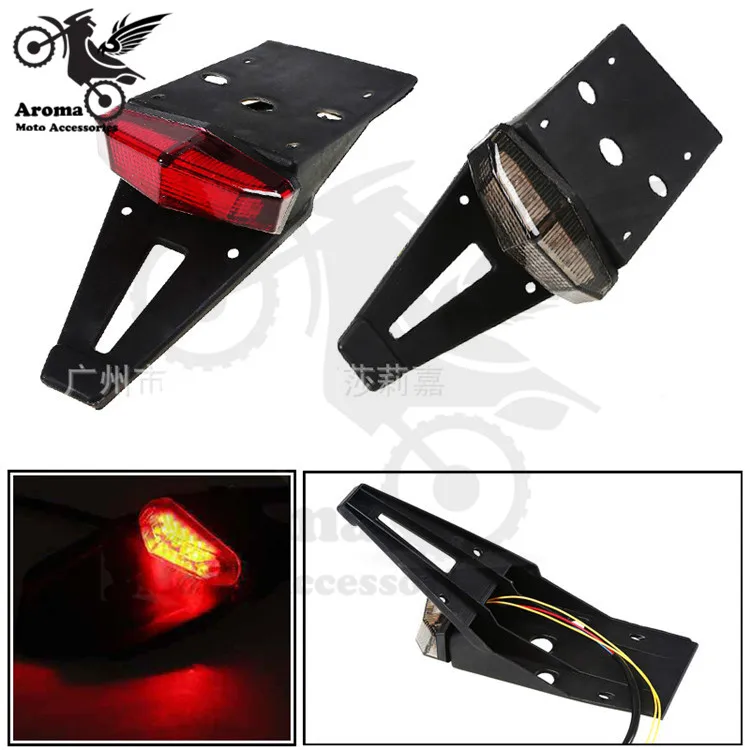 

1 set of red smoke lens moto blinker mudguard bracket motorcycle tail light with fender rear LED moto warning signal light