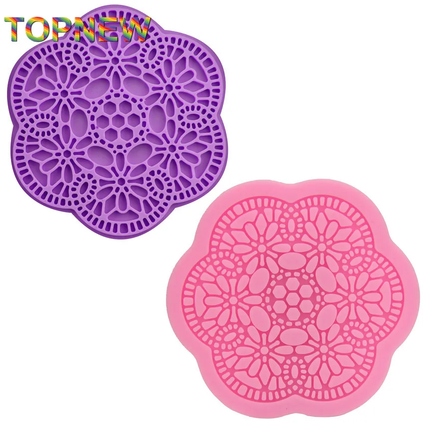 

Cute hot DIY Flower Patterns round Fondant lace Chocolate Moulds Silicone Mold Cake Decorating Tools Sugar Craft C1768