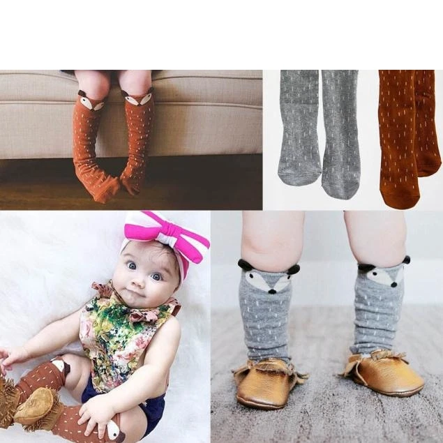 

2017 cute socks Kids Girls Fox Pattern Knee High Gift Presente Calcetines De Los Ninos Leg Warmers Baby socks for children ot26
