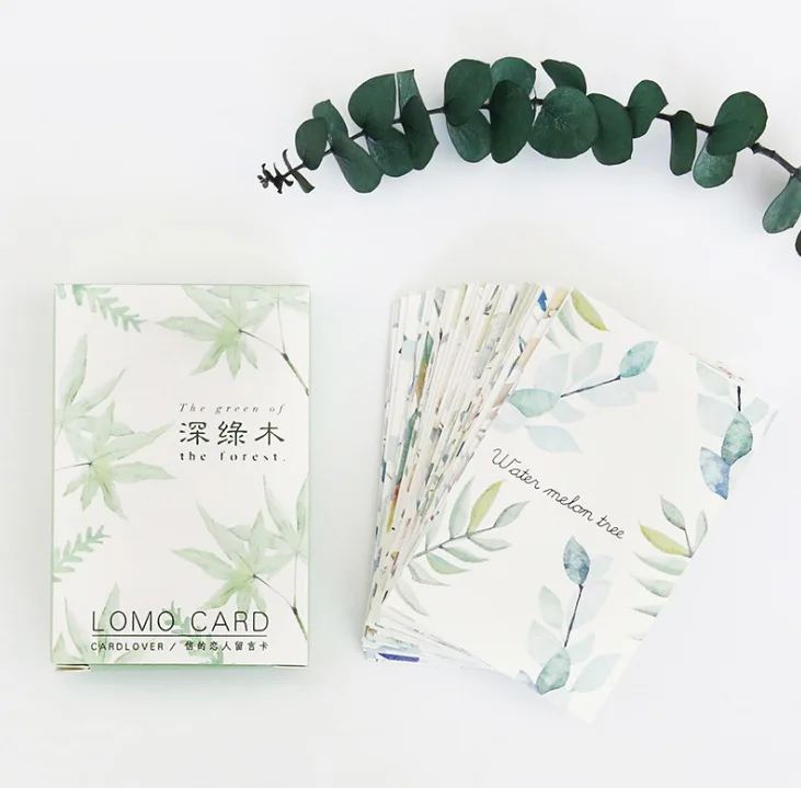 

52mm*80mm green tree paper greeting card lomo card(1pack=28pieces)