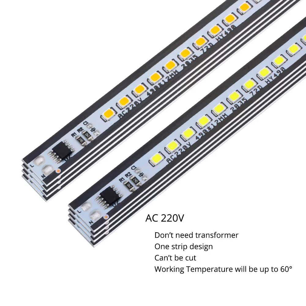 10 шт. ультратонкая Алюминиевая СВЕТОДИОДНАЯ ленсветильник 49 см SMD2835 72LED s