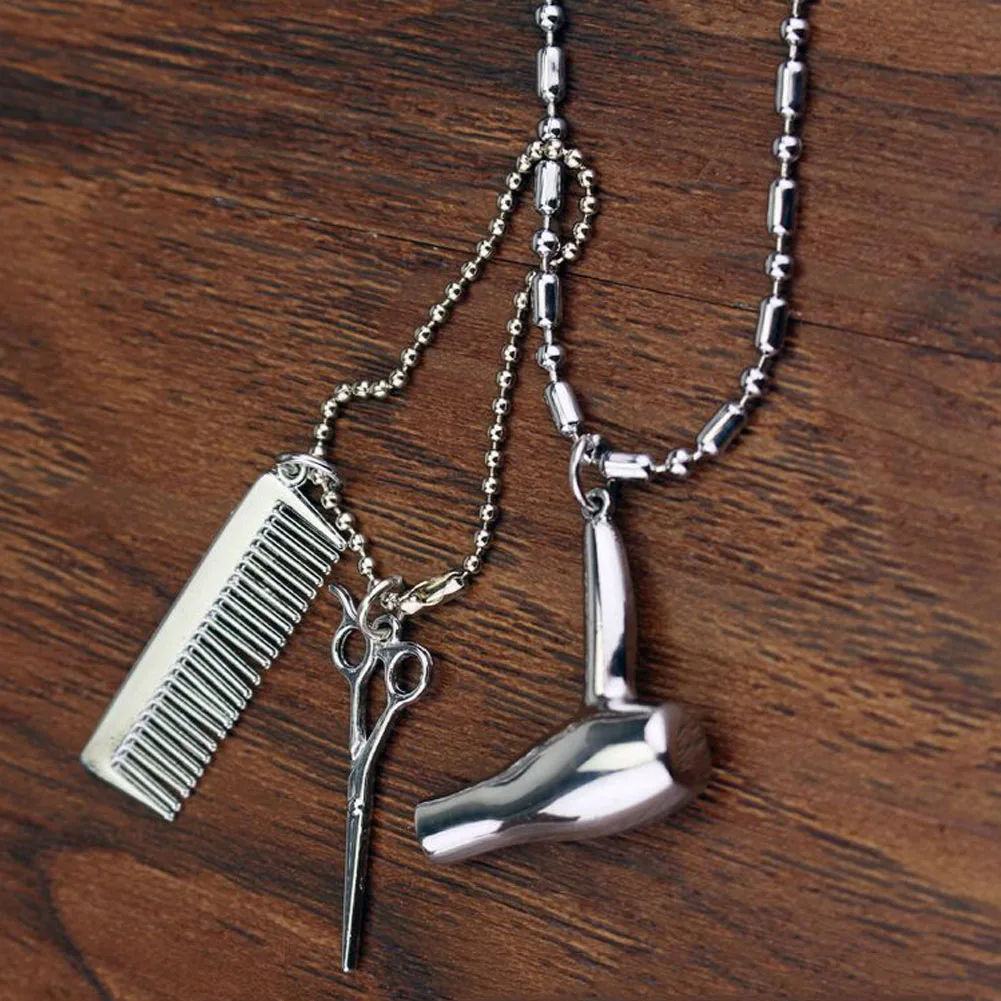 Cosmetologist Hair Dresser Silver Necklace Hair