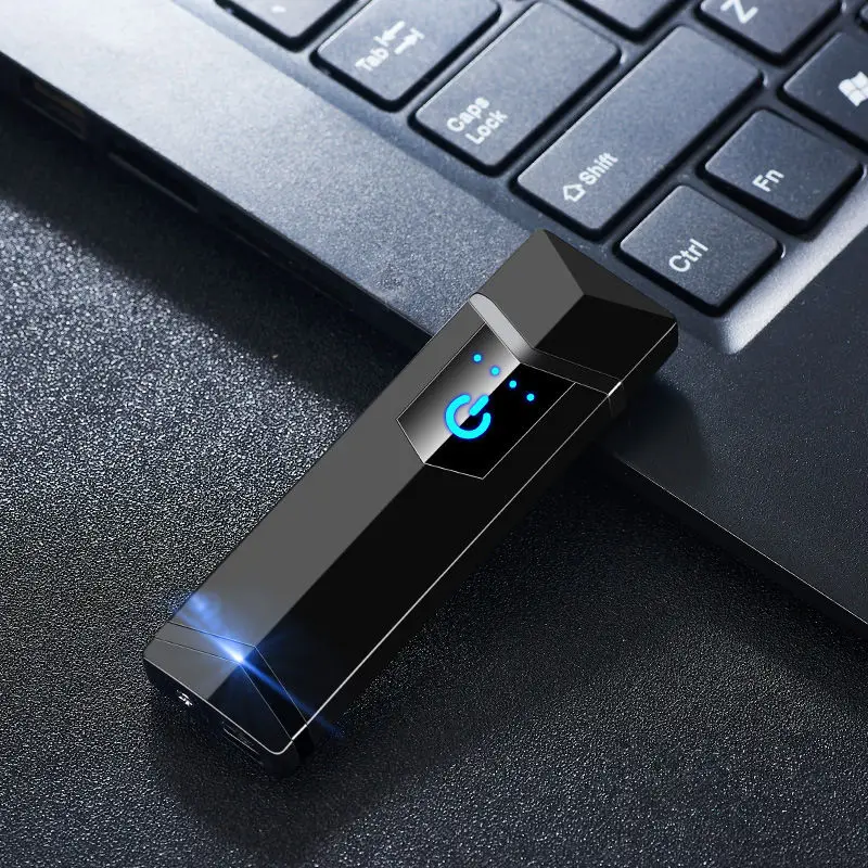 

USB Charged Lighter LCD Touch Induction Cigarettes Double Side Cigarette Lighter Power Display Windproof