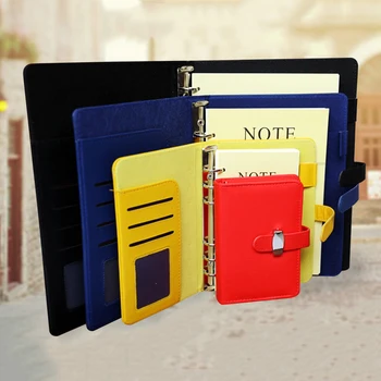 

A7 A6 A5 B5 business handmade leather notebook lined spiral paper PU hardcover diary journals red black yellow blue