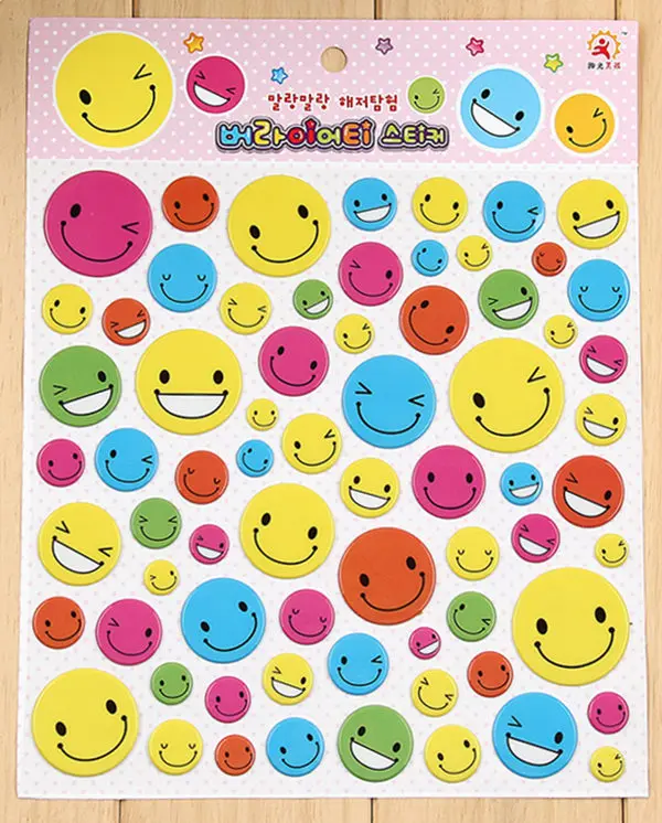 Children's stickers, bubble stickers, cartoon animals, digital alphabet fish, cake change, smiling face paste 3