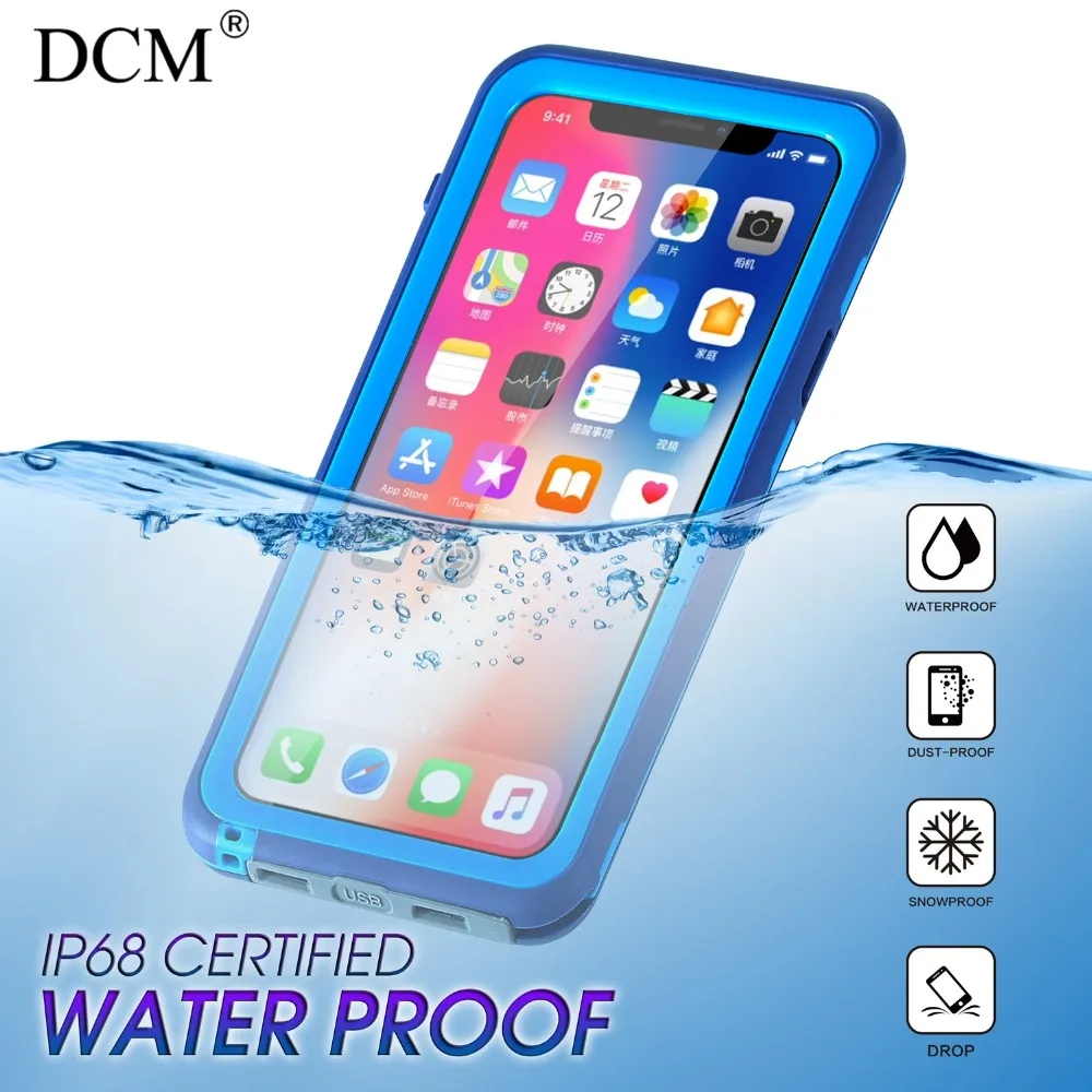 

Suitable for iPhone X 360 degree protection shockproof cover Coque for iphone 6 7 8 plus super waterproof case for iphone x