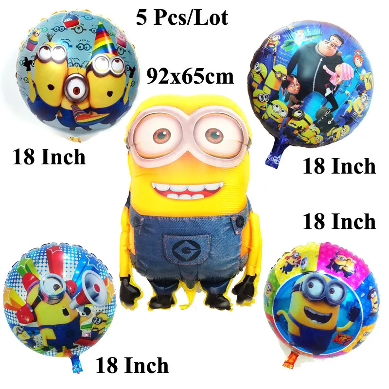 

5Pcs/Lot minion baloon despicable me inflatable minion toys ballons birthday decoration party supplies minion balloons