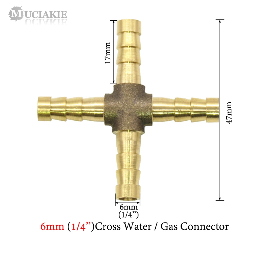 MUCIAKIE 3 шт. 6 мм 8 мм 10 мм латунный крест Барб делитель воды разъем полива шланговый адаптер газа мягкий Адаптер для труб