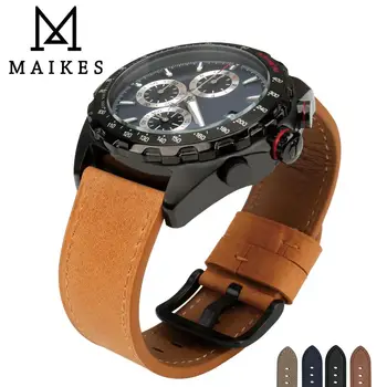 

MAIKES Genuine Leather Watchband Watch Accessories Orange Strap Watch Bracelet Watch band 22mm 24mm Watchband For Rolex Tudor