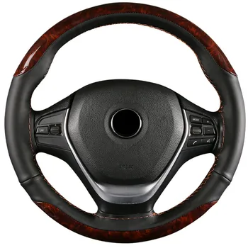 

Car Steering Wheel Cover 37/38 cm wooden Soft Leather Braid With Needles Thread Universal Interior accessories For bmw 3 honda