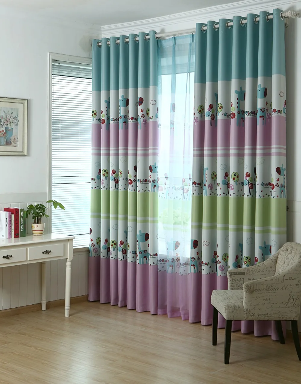 Polyester Children Curtains Linen Window Curtain For Bedroom Living