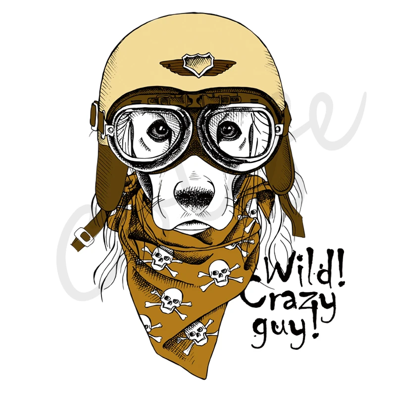 1Crazy Animal Iron On Patches Washable Heat Transfer for Clothing DIY Appliques T-shirt Coat Jeans 25x18.7cm