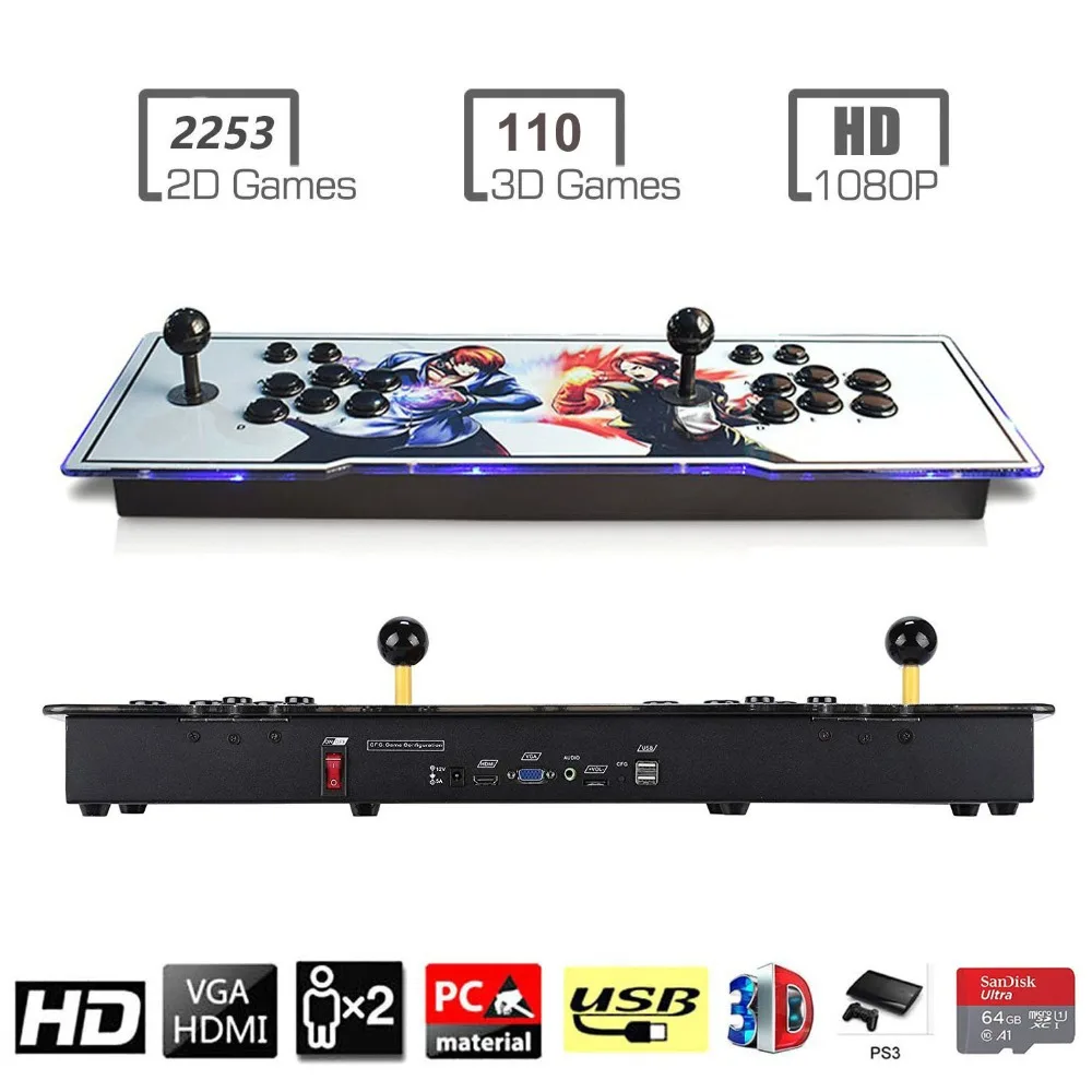

3D Pandora Key 2363 in 1 Retro Arcade Game Console Machine Full HD 1080P 2 Players Add More Games HDMI/VGA/USB/AUX Audio Output