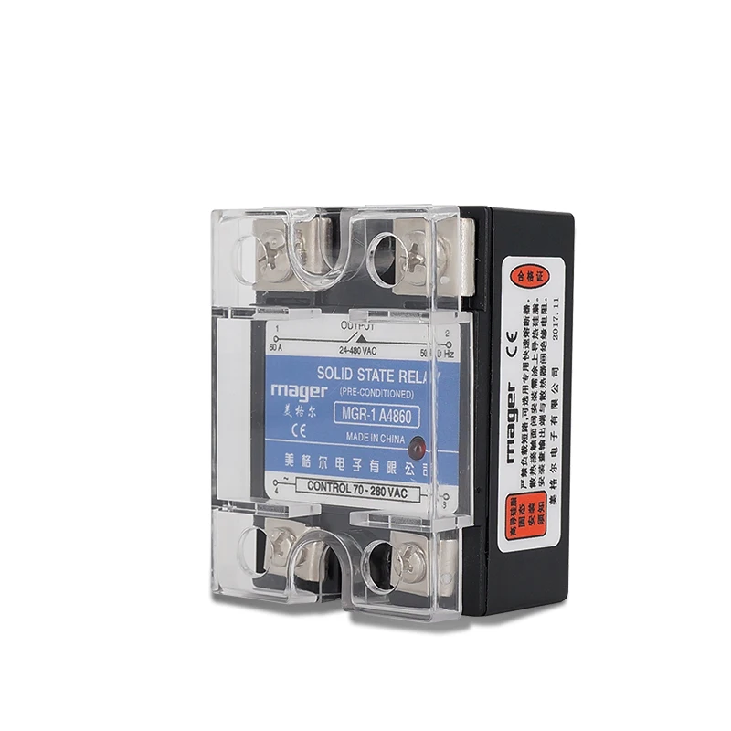 

60A Free shipping solid state relay SSR-60AA AC TO AC MGR-1 A4860 relay solid state With Protective covers
