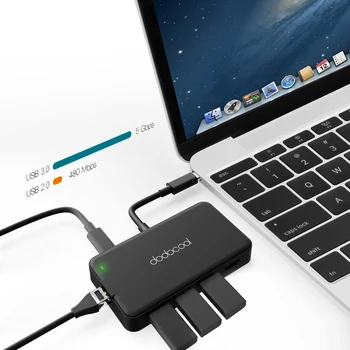 

dodocool 7-in-1 USB HUB USB C HUB to HD VGA RJ45 USB 3.0 Type C PD Charging Port Adapter Converter for MacBook Pro USB3.0 C HUB