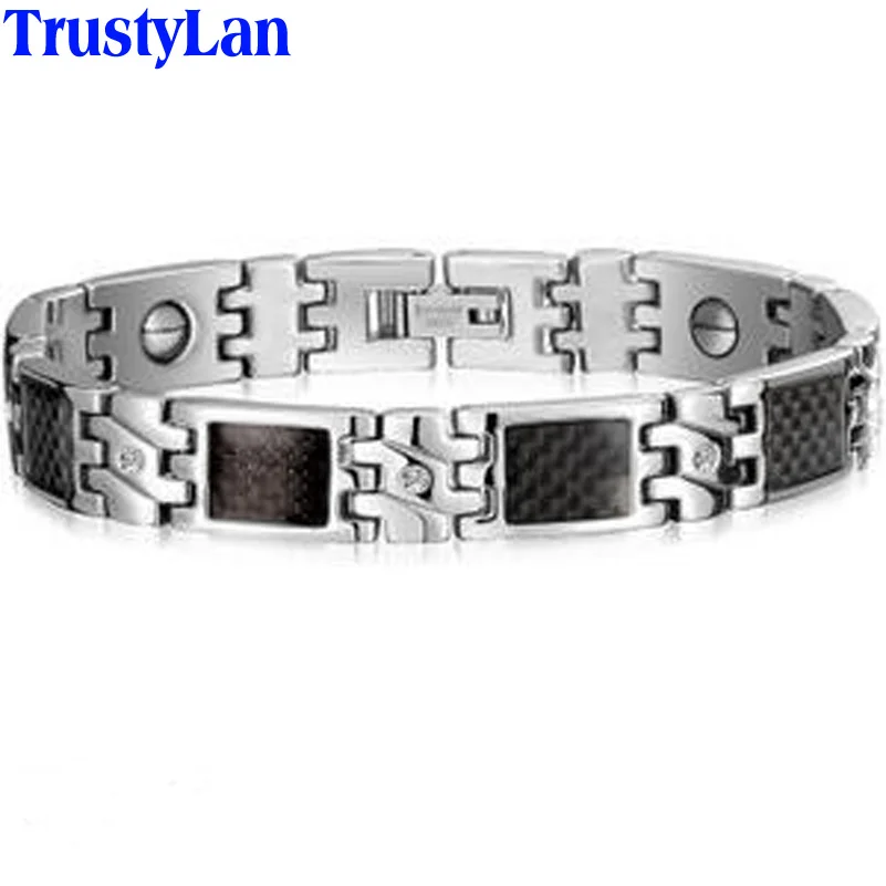TrustyLan 10 мм Широкие мужские браслеты из нержавеющей стали с магнитным камнем