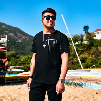 

New plus fertilizer plus size tide male Short-sleeved T-shirt summer Korean version of the trend of Loose casual shirt 7XL