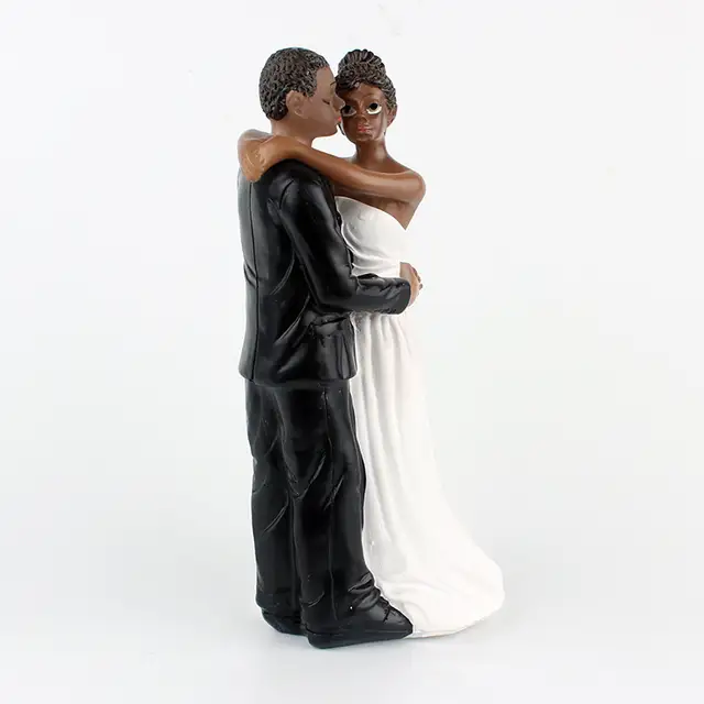 1 Piece African American Sweet Love Bride Groom Figurine Wedding