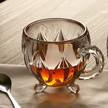 210 ml Cristal Verre Thé Café Tasse D'eau Transparent tasse Maison lait fleur thé Verres à Jus Tasses Tasse avec Poignée pour cadeaux
