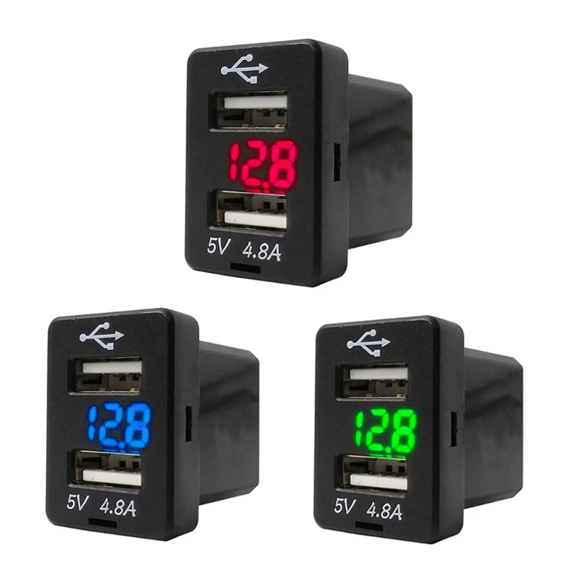 

12V Dual USB Car Charger LED Voltmeter 4.8A Power Adapter For Toyota Smart Phone